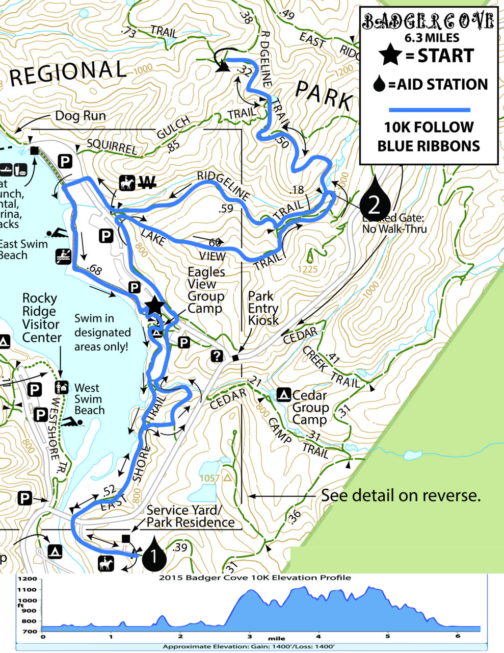 Badger Cove 10K Course Map and Elevation Chart - Badger Cove